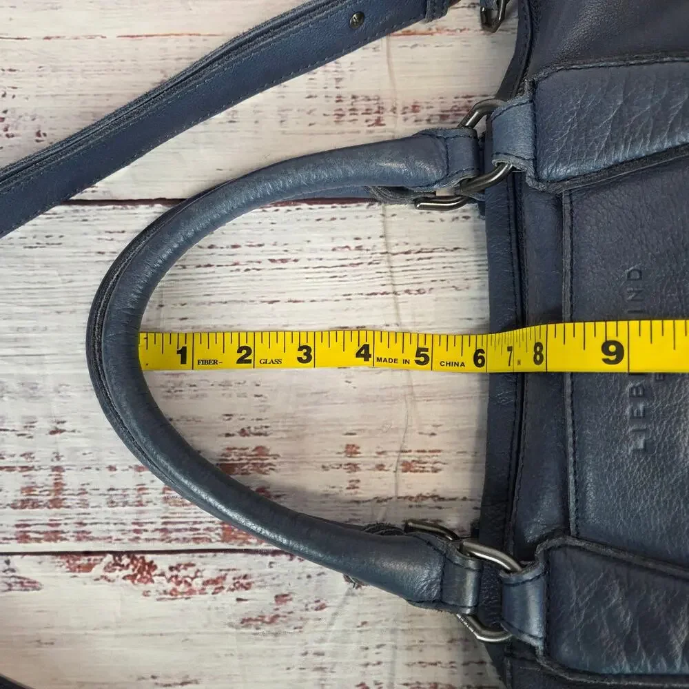 Liebeskind Berlin Esther Lg Blue Leather Satchel Bag Blue Handles & Strap Purse